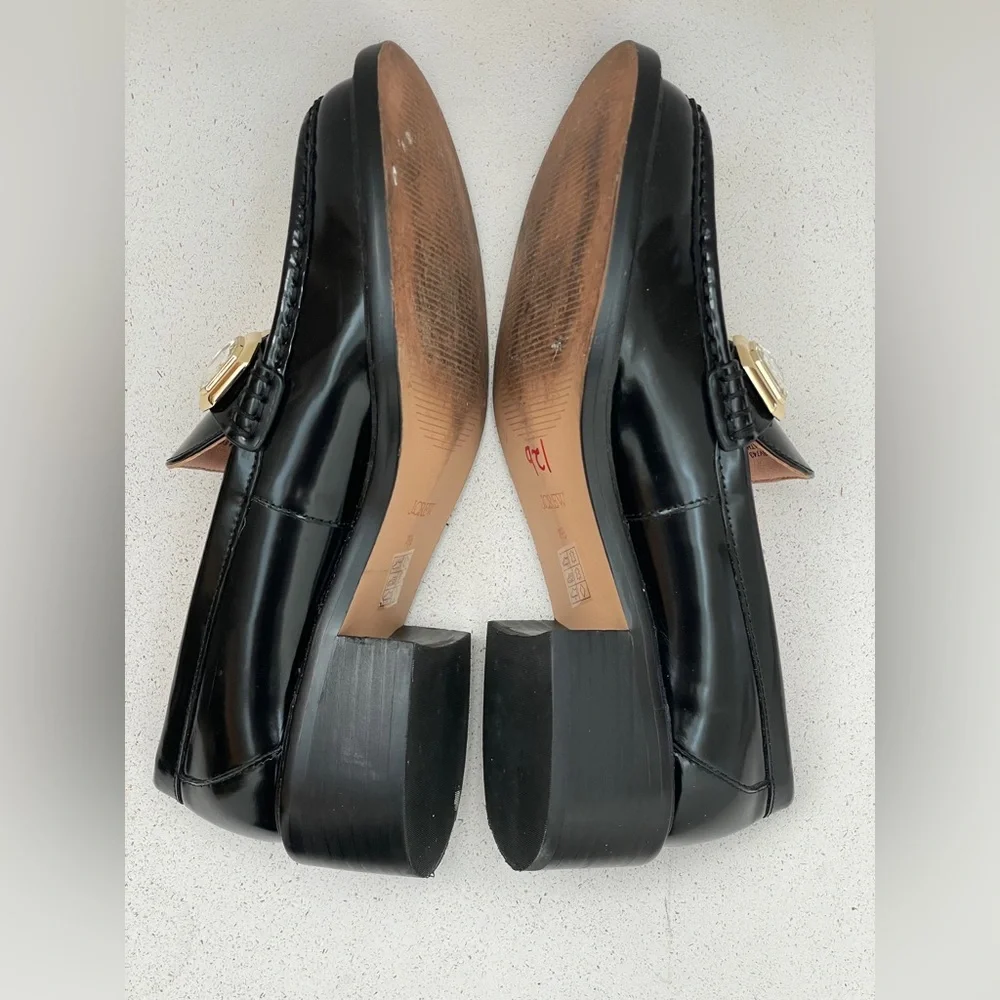 J. Crew Spazzolato Leather Jeweled Loafers - Size 7.5