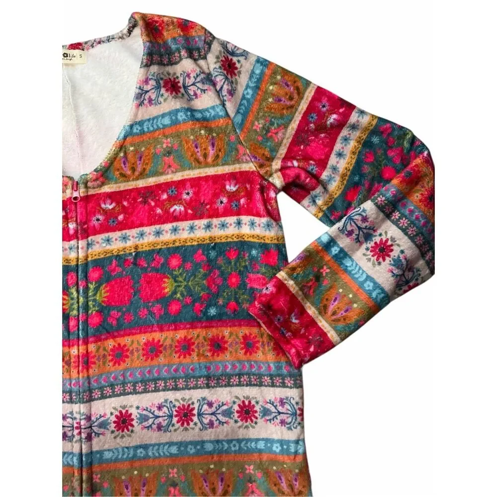 Natural Life Women Size Small Multicolor Long Sleeve One Piece Sleepwear Pajama
