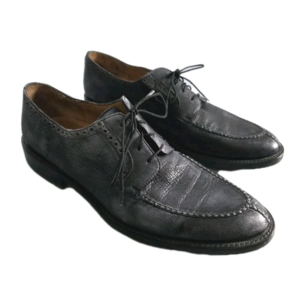 Alan Payne Wimbley Deerskin Split Toe Dress Shoes Oxfords Men's‎ Size 8.5 Black