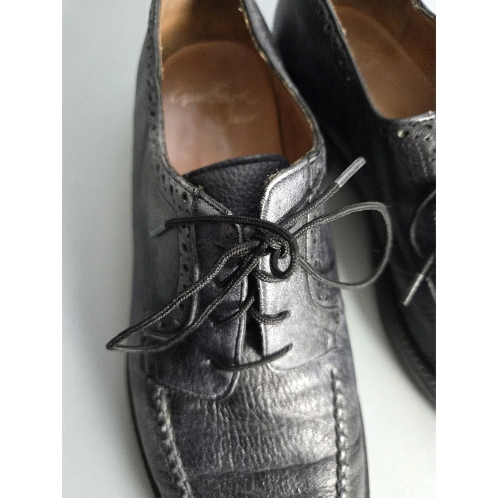 Alan Payne Wimbley Deerskin Split Toe Dress Shoes Oxfords Men's‎ Size 8.5 Black