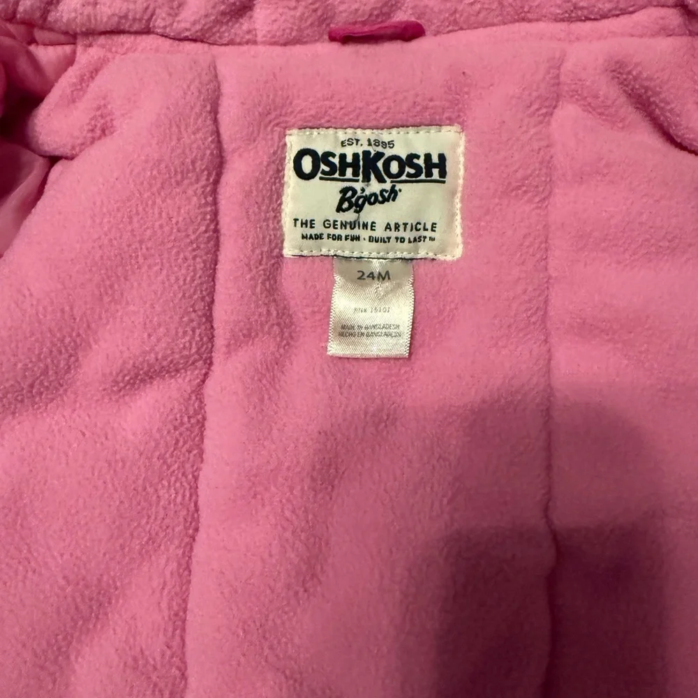 OSHKOSH B’gosh Pink Toddler GIRL’S Fleece Lined Jacket Coat Winter 24 MONTHS