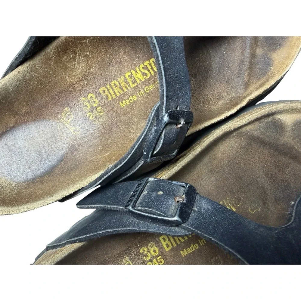 Birkenstock Gizeh Black Birko-Flor Thong Sandals Womens 38 L7 M5 Made in Germany