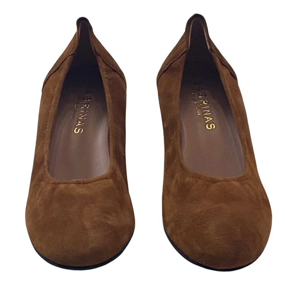 Sabrinas‎ Brown Suede Block Heel Pumps Round Toe Made in Spain EU 38 Womens