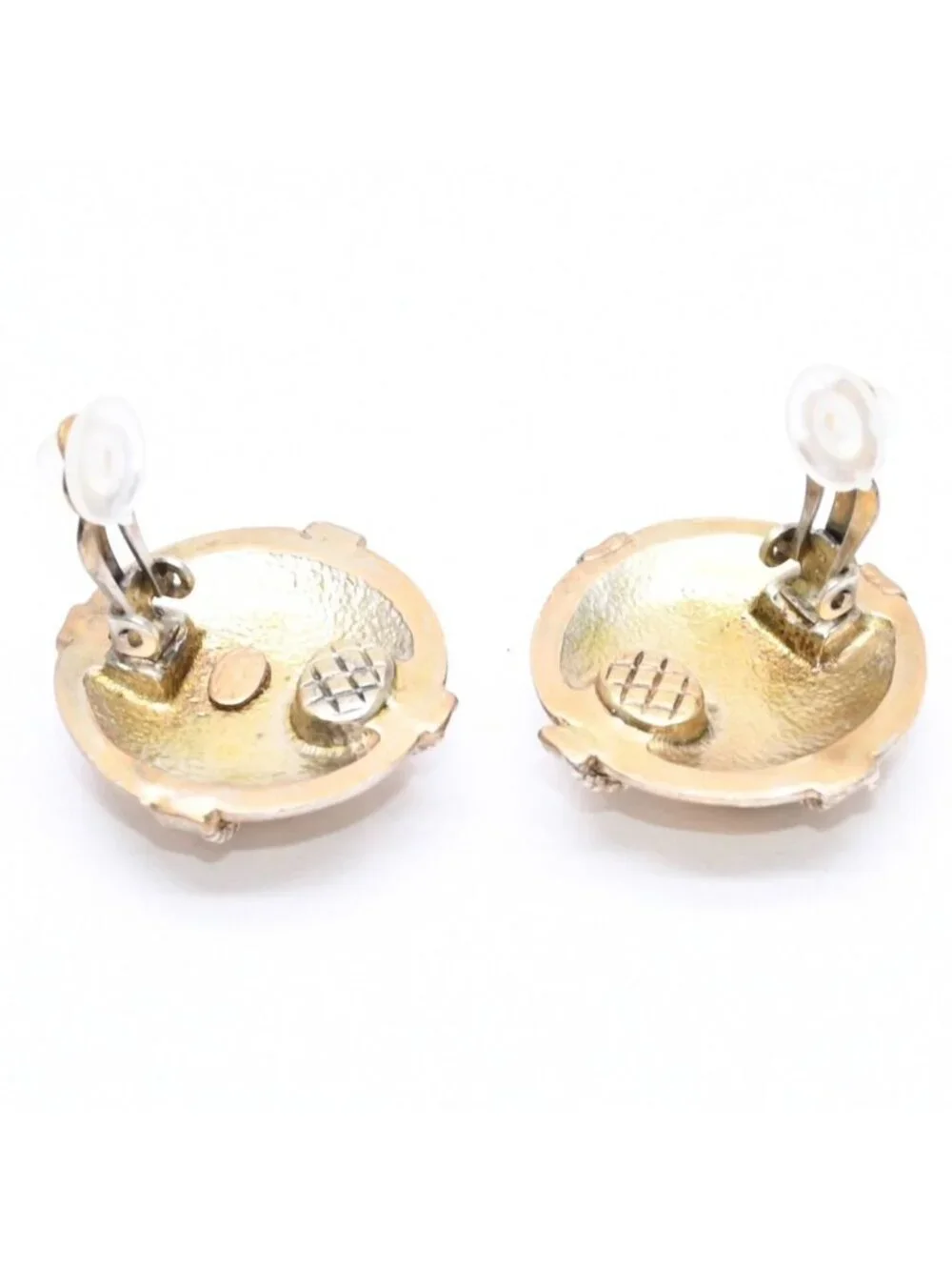Chanel 97A Earrings CC Logo Stamp Weight Gold