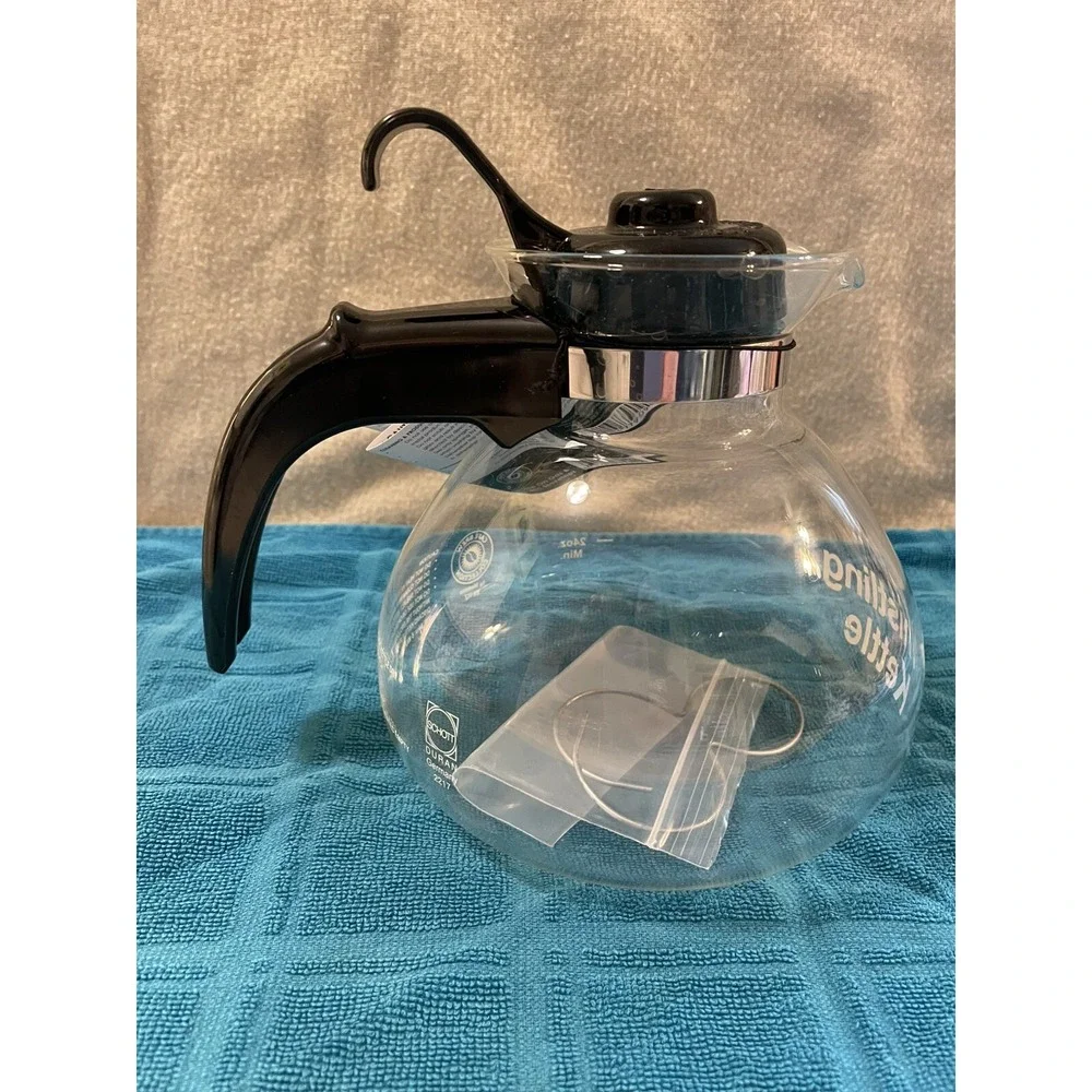 Medelco Whistling Kettle 12 Cup Glass Stovetop Tea Coffee Pot Carafe Decanter
