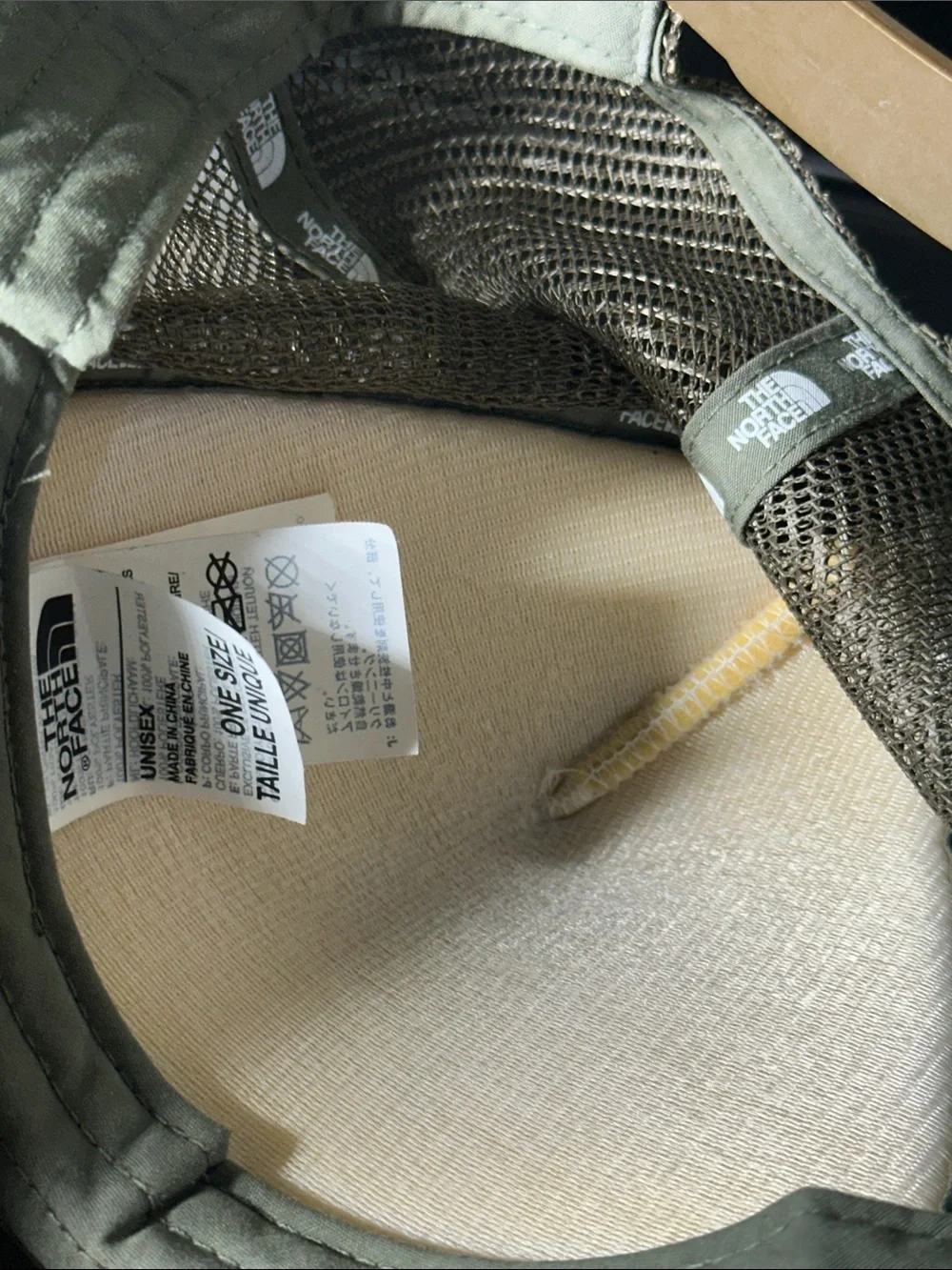 The North Face Olive Green and White Graphic Trucker Hat