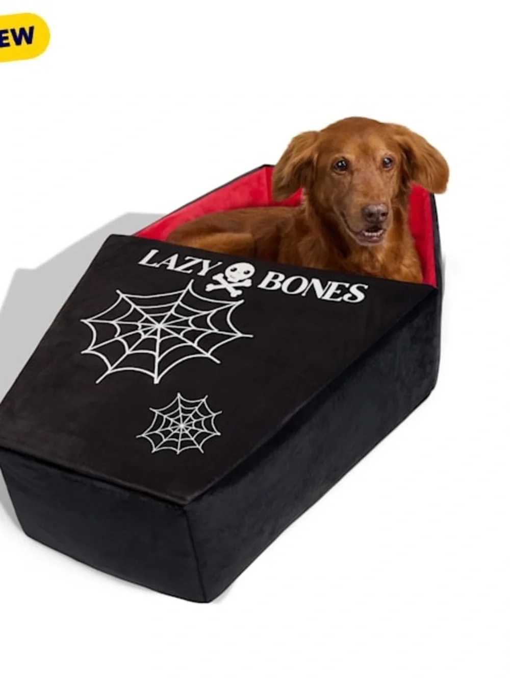 Lazy Bones Black & Red Coffin Dog Bed
