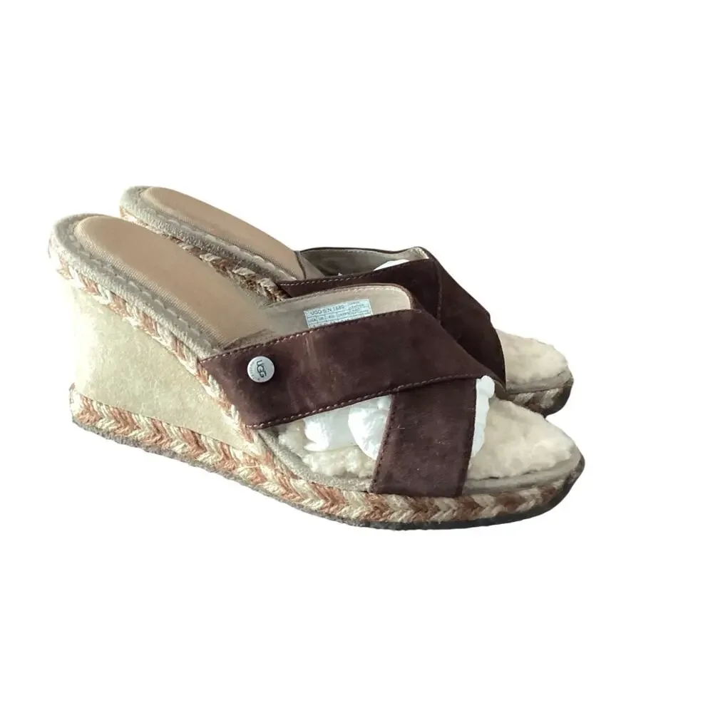 UGG Australia Margot 1689 slide wedge sandals heels leather shoes women's size 7